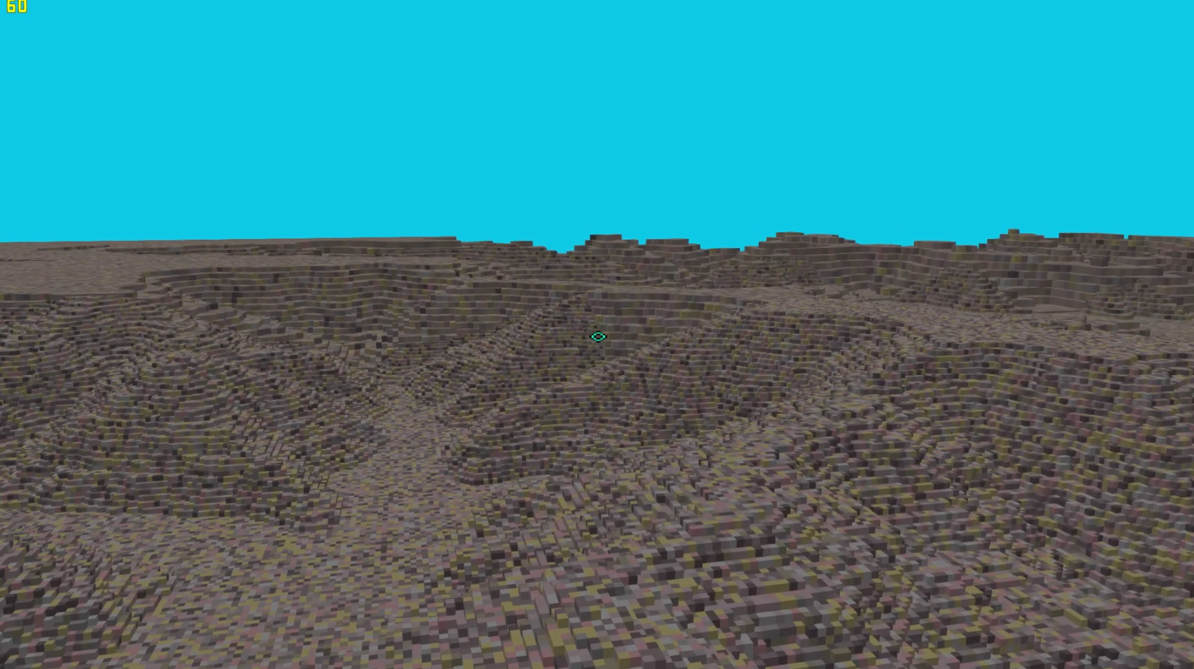 barren desert scene with earthly colors in a voxel engine (screenshot)