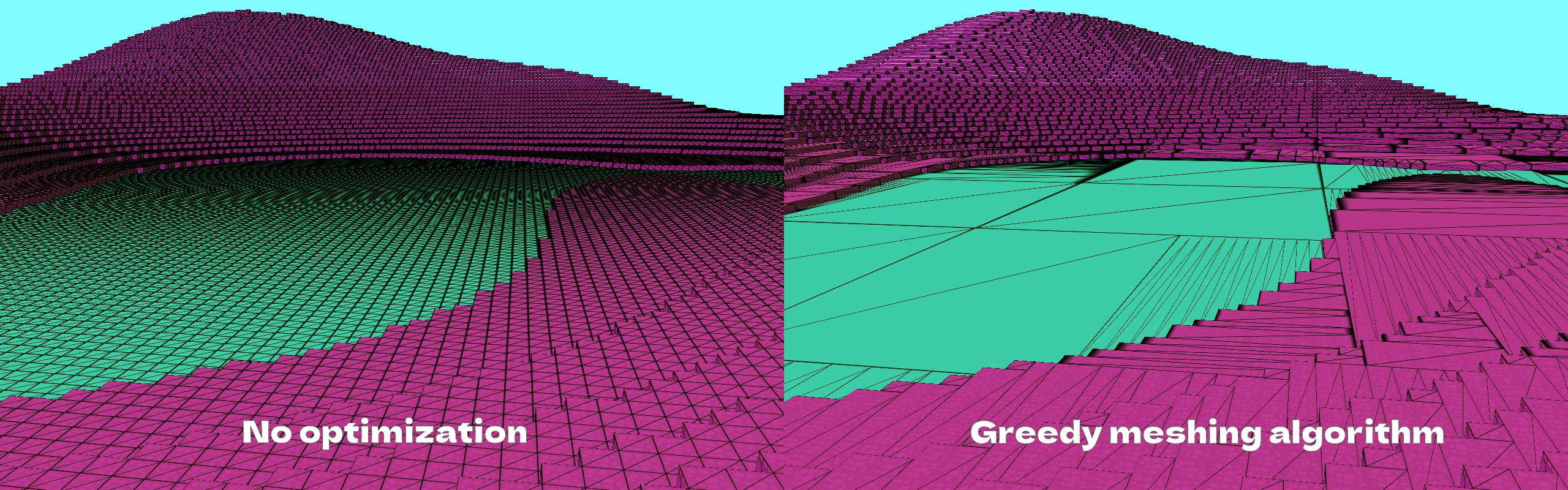 Greedy Meshing Algorithm Example for Voxel Engine